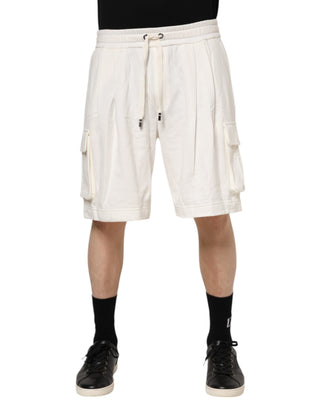 Bermudas cortas cargo de algodón blanco para hombre