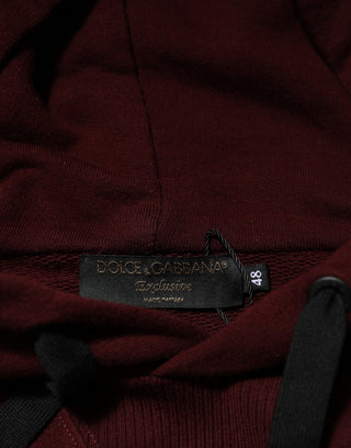 Burgundy Cotton Plaid Lined Men Hoodie Sweater