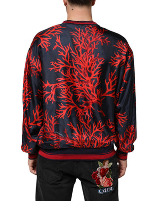 Pullover aus Seide mit Korallenmuster in Marineblau Rot