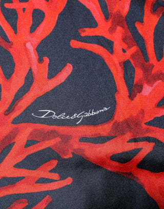 Pullover aus Seide mit Korallenmuster in Marineblau Rot