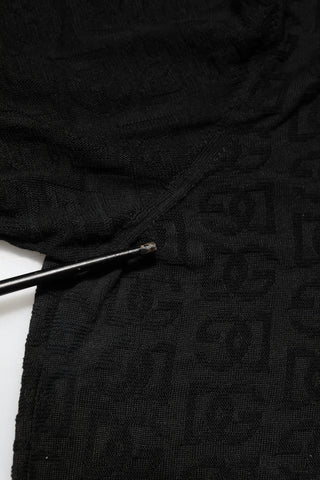 Schwarzes Jacquard-DG-Polo-T-Shirt aus Seide