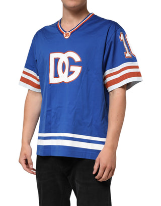 Camiseta de malla de algodón azul con logo DG  
