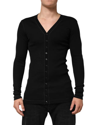 Cárdigan para hombre de algodón negro con botones  