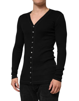 Cárdigan para hombre de algodón negro con botones  