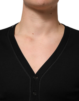 Cárdigan para hombre de algodón negro con botones  