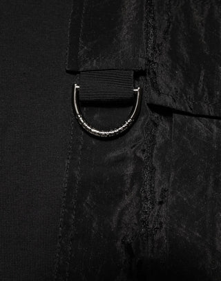 Schwarzes Baumwoll-T-Shirt mit gesticktem DG Logo auf der Tasche