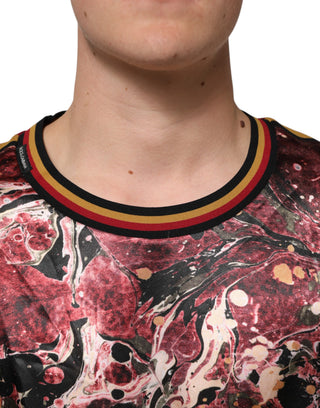 Multicolor Polyester Marble Print Oversize T-shirt