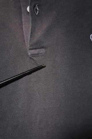 Graues Baumwoll-Polohemd für Herren mit Stehkragen