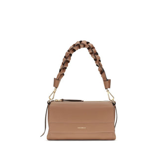 Bolso de hombro beige de cuero de becerro Bos Taurus  