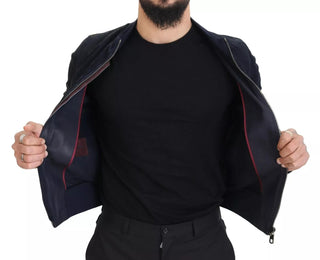 Chaqueta blusón de ante de cordero azul oscuro