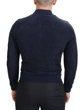 Chaqueta blusón de ante de cordero azul oscuro