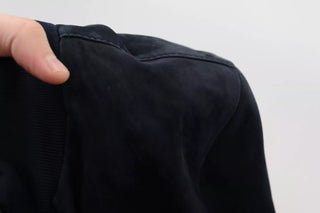Chaqueta blusón de ante de cordero azul oscuro