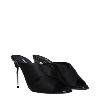 Sandalias de tacón stiletto de satén negro