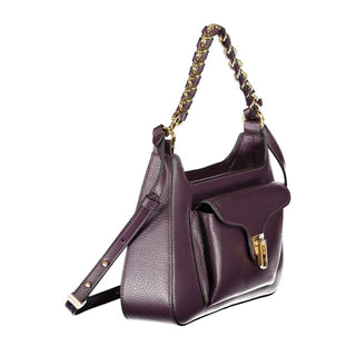 Bolso de mano de cuero violeta para mujer