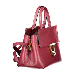 Bolso de mano de cuero violeta para mujer
