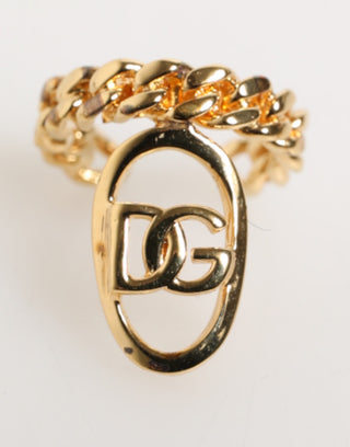 Goldfarbener Messing-Oval-DG-Logo-Ketten-verstellbarer Ring