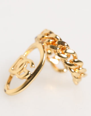 Goldfarbener Messing-Oval-DG-Logo-Ketten-verstellbarer Ring