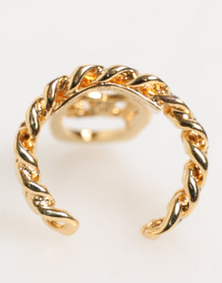 Goldfarbener Messing-Oval-DG-Logo-Ketten-verstellbarer Ring