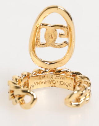 Goldfarbener Messing-Oval-DG-Logo-Ketten-verstellbarer Ring