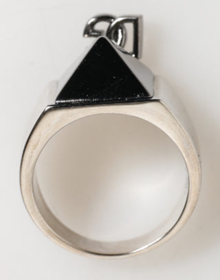 Silberfarbener Pyramiden-DG-Logo-Ring aus echtem Messing