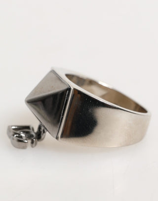 Silberfarbener Pyramiden-DG-Logo-Ring aus echtem Messing