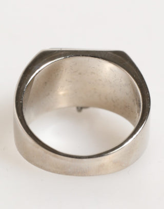 Silberfarbener Pyramiden-DG-Logo-Ring aus echtem Messing