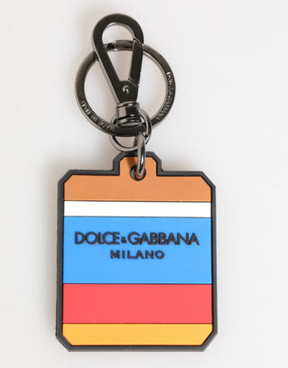 Llavero para hombre multicolor con logo DG de goma plateada