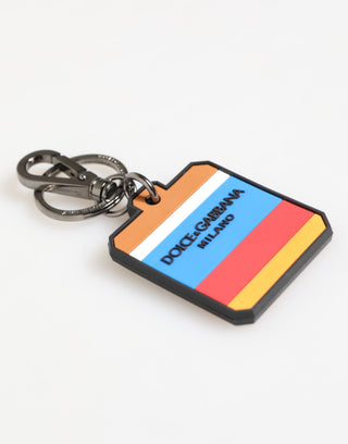 Llavero para hombre multicolor con logo DG de goma plateada