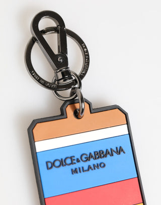 Llavero para hombre multicolor con logo DG de goma plateada