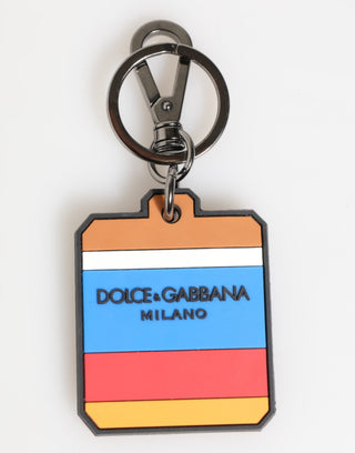 Llavero para hombre multicolor con logo DG de goma plateada