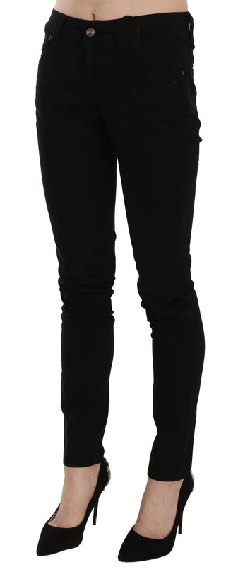 Pantalones vaqueros casuales ajustados y pitillo de cintura media negros