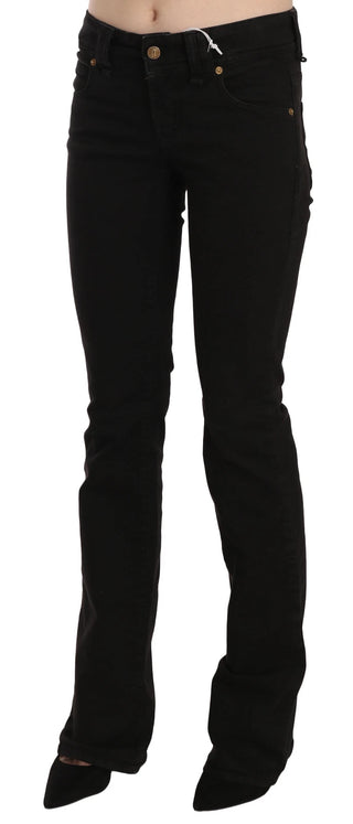 Pantalones vaqueros casuales pitillo de pierna delgada y cintura baja negros