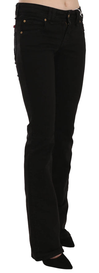 Pantalones vaqueros casuales pitillo de pierna delgada y cintura baja negros
