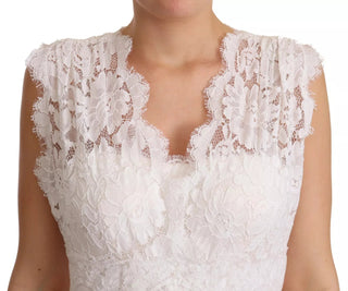 Vestido largo maxi blanco con corsage de encaje floral