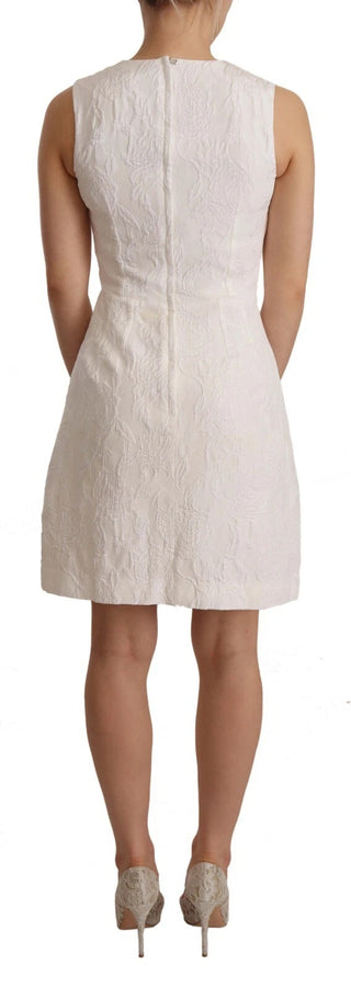 White Floral Sleeveless Sheath Mini Dress