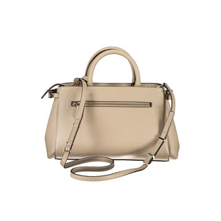 Beige Damenhandtasche aus Polyurethan