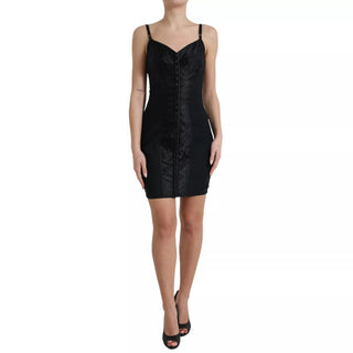 Vestido mini corsé bodycon de nylon negro