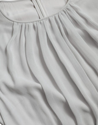 Light Grey Polyester Pleated Long Maxi Dress