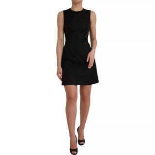 Schwarzes ärmelloses figurbetontes A-Linien-Minikleid