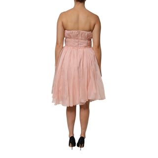 Vestido midi plisado en línea A de gasa de seda rosa  