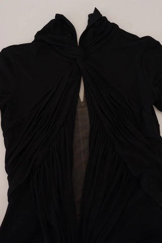 Schwarzes Viskose-Langarm-Minikleid mit Cut-Outs