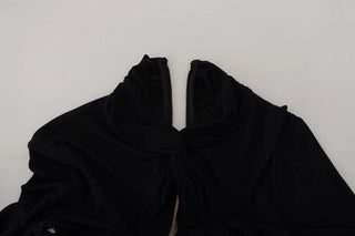 Schwarzes Viskose-Langarm-Minikleid mit Cut-Outs