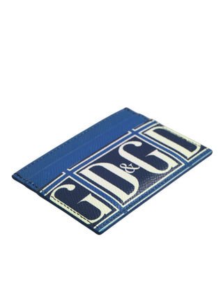 Cartera portatarjetas con monograma del logo DG en cuero de becerro azul