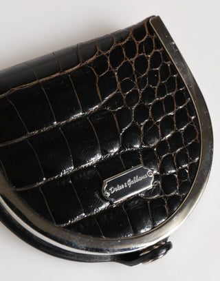 Black Polished Crocodile Leather Mens Coin Purse Wallet