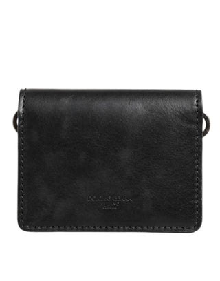 Black Leather Bifold Card Holder Mens Coin Purse Key Clip Wallet