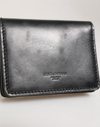 Black Leather Bifold Card Holder Mens Coin Purse Key Clip Wallet