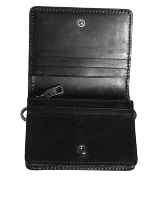 Black Leather Bifold Card Holder Mens Coin Purse Key Clip Wallet