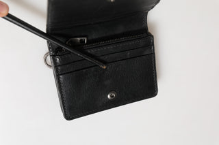 Black Leather Bifold Card Holder Mens Coin Purse Key Clip Wallet