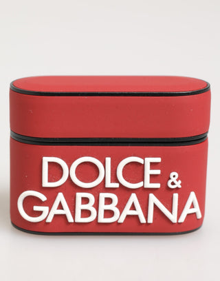Funda para Airpods con accesorio de silicona roja y blanca con logo en relieve