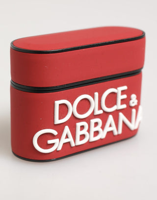 Funda para Airpods con accesorio de silicona roja y blanca con logo en relieve
